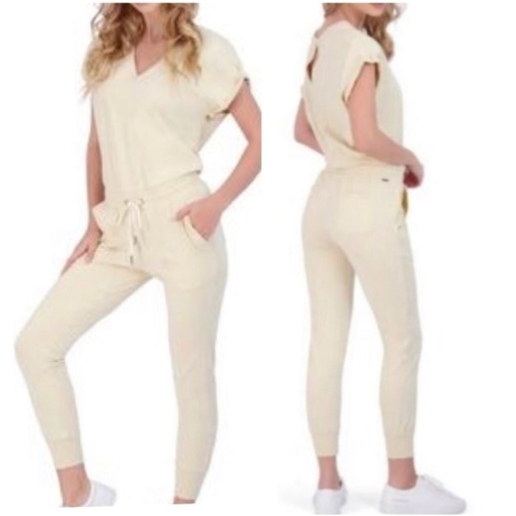 N. Philanthropy Short Sleeve Jumpsuit Cream (Clay) XL - Picture 1 of 10